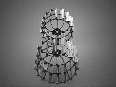 2 DOUBLE TREAD LONG WIDE TRACK CAGE WHEEL TRACTOR TYRE TIRE RIM 3D model
