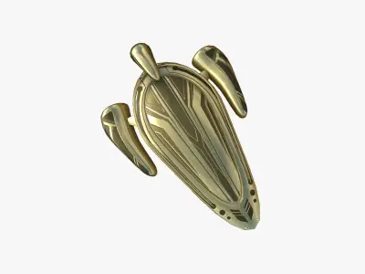 Alien Spaceship UFO H07 Gold - Sci Fi Spacecraft Design Low-poly 3D model