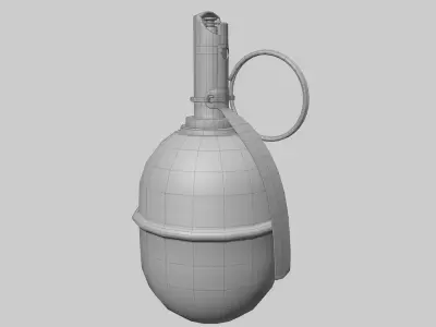 Granade orange grenade with metal handle Low-poly 3D model