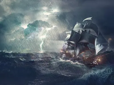 Black Pearl  Pirate Ship Low-poly 3D model