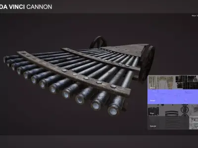 Ribauldequin Cannon Low-poly 3D model