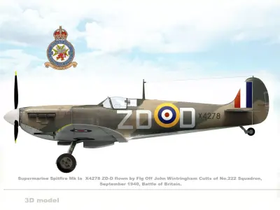 Supermarine Spitfire Mk I Low-poly 3D model