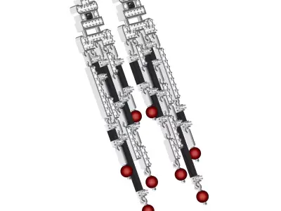 Antique Black Onyx Ruby Pearl Drop Earring 3D print model