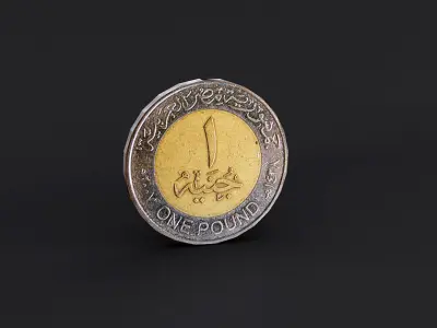 Egyptian One Pound Coin Low-poly 3D model