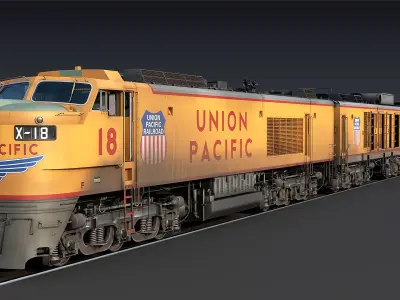 Union Pacific Gas turbine-electric locomotive Low-poly 3D model