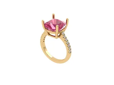 Cushion Solitaire Ring 3D print model
