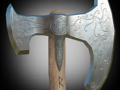 Axe Weapon PBR Low-poly  game ready 3D model Low-poly 3D model