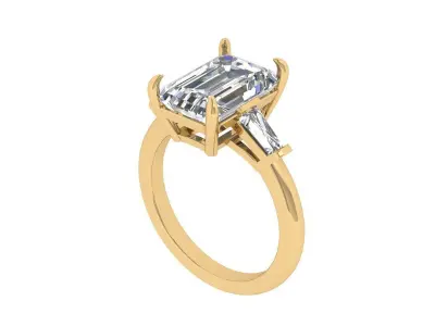 3-stone Emerald Ring 3D print model
