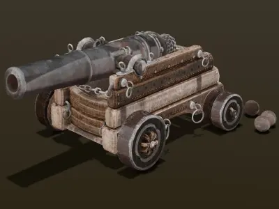 Old cannon 2   Low-poly 3D model