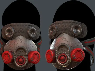 Gas mask helmet 3d model scifi Low-poly  Low-poly 3D model 40