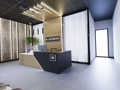 Modern Black Tone Reception Area Scene for Cinema 4D 3D model