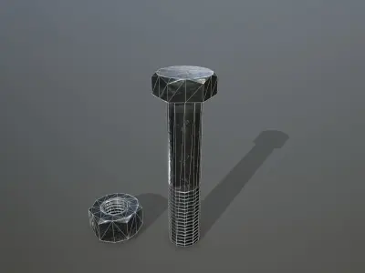 Bolts bolt and nut Low-poly 3D model 9