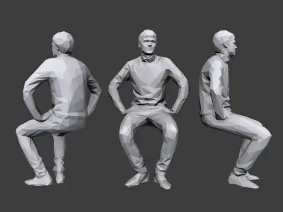 Lowpoly People Sitting Pack Vol. 3 3D model