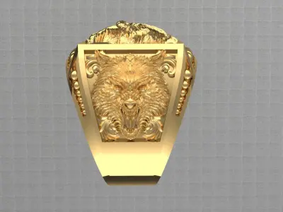 Wolf head ring mens womens 3D print model 3D print model