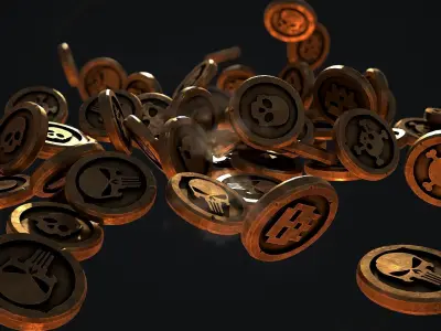 Stylize Pirate Gold Coin Low-poly 3D model