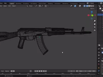 AK-74 3D-Model Low-poly 3D model