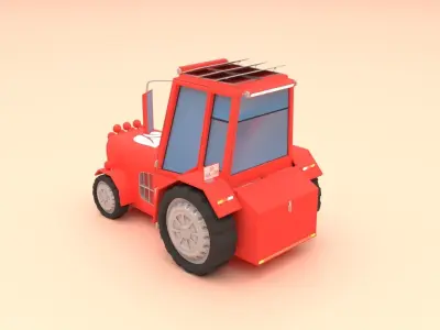 Rigged Farming Tractor 3D model