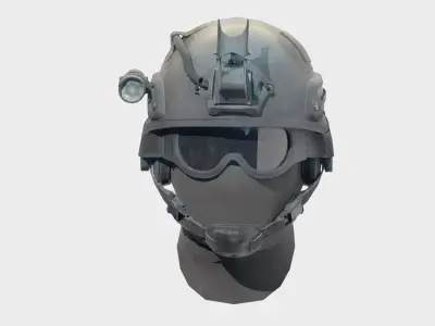 Military helmet with mask  3D model