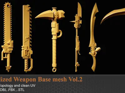 24 Stylized Weapon Base mesh Vol2 Low-poly 3D model