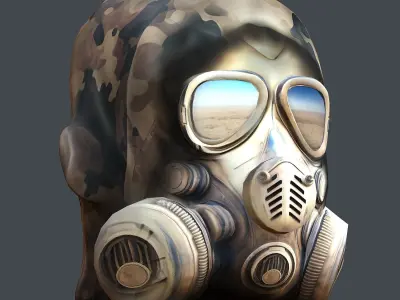 Gas mask helmet 3d model military combat Low-poly Low-poly 3D model 15