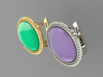  Earrings with oval cabochon  Antique 3D print model