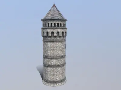 Medieval French Castle Tower Low-poly 3D model