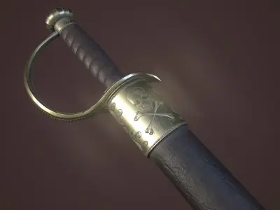 Pirates Cutlass Sword And Sheath Low-poly 3D model