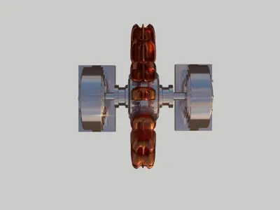 Pelton wheel turbine HD HIGH POLY 3D model
