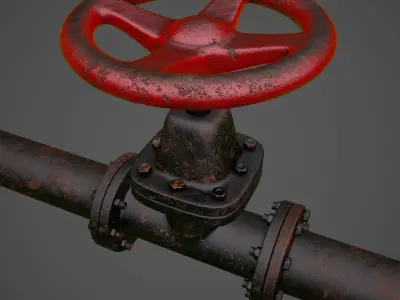Aged Industrial Pipe Valve  3D model