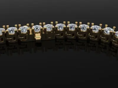 Diamond Tennis Necklace 2mm50 3D print model