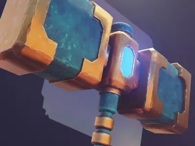 Game ready stylised hammer prop Low-poly 3D model