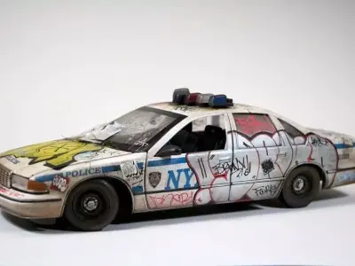 Bart Simpson sculpture urban vibe container police car 3D print model purchase