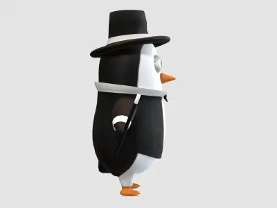 magician cartoon penguin  3D model