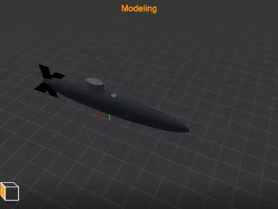Submarin submarine on screen Free 3D model