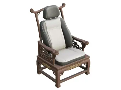Car seat single decorated in ancient Chinese style  Low-poly 3D model