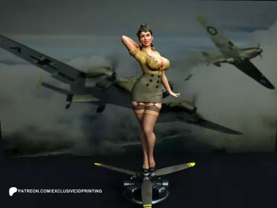 Army Pilot Pin-Up Girl 3D print model