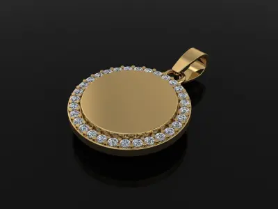 ROUND DIAMOND DOGTAG ID FRAME PENDANT LARGE 3D print model