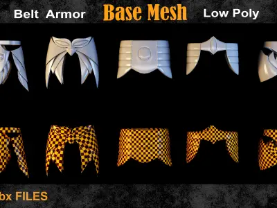 35 Belt Armor Base Mesh vol 15 Low-poly 3D model