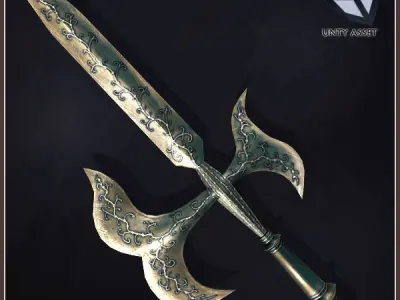 3 Medieval Halberds Free low-poly 3D model
