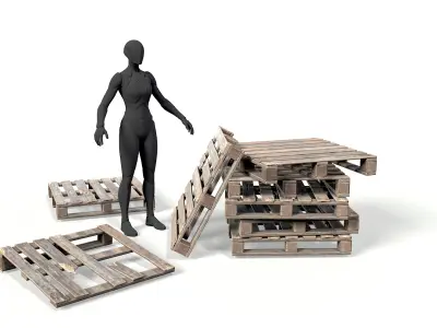 Wood Pallet Low-poly 3D model 2