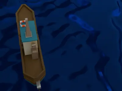 fishin boat for your game Low-poly 3D model