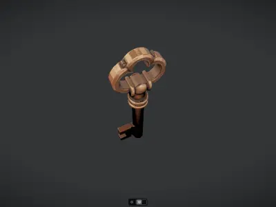 antique ornate metal key 3D model