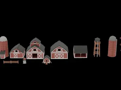  FARM BUILDINGS PACK 4K Low-poly 3D model