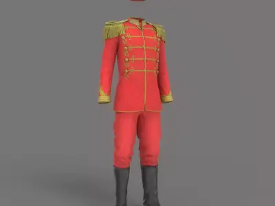Vintage Military Uniform Red Game Ready Low-poly 3D model