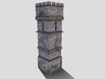 Medieval Tower Low-poly 3D model get