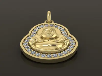 Happy Buddha Diamond Pendant 16mm30 Length Small Size 3D print model