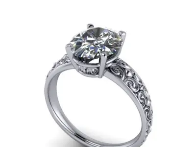 Vintage 2 carat diamond ring hand crafted style design  3D print model