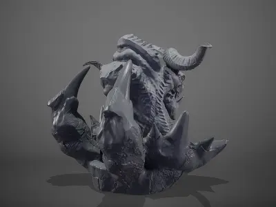 dragon monster  bust head creature 3D model