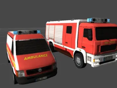 Mobile firefighting vehicles Low-poly 3D model