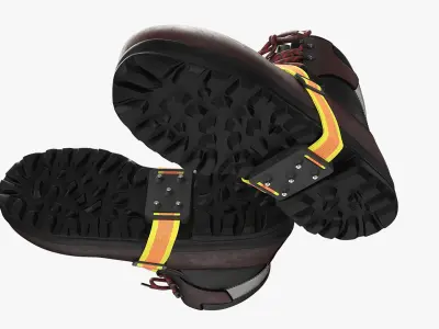 Intrinsically Safe Ice Cleats on Hiking Boots Scarpa 3D model